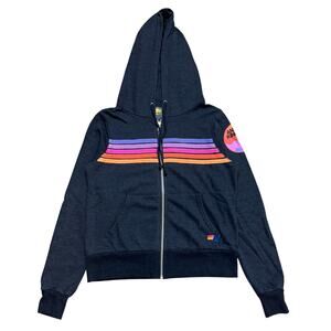 Rare Aviator Nation 5 Stripe Full Zip Hoodie Animal Kingdom Promo Women's Medium